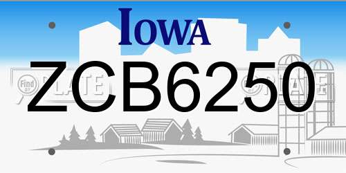 ZCB6250 Iowa License Plate