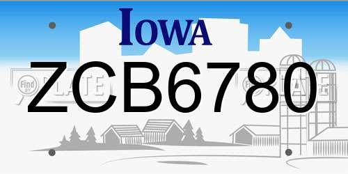 ZCB6780 Iowa License Plate