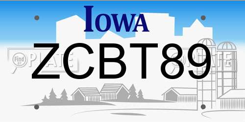 ZCBT89 Iowa License Plate