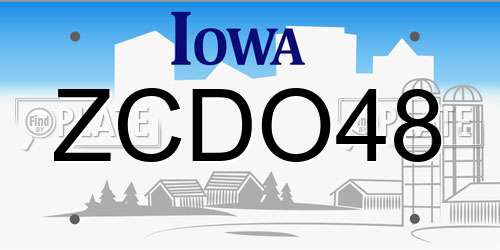 ZCDO48 Iowa License Plate