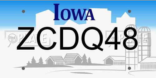 ZCDQ48 Iowa License Plate
