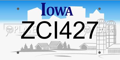 ZCI427 Iowa License Plate