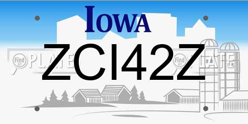 ZCI42Z Iowa License Plate