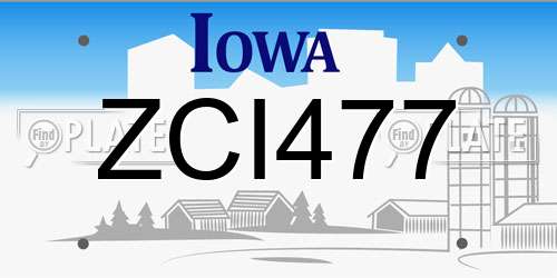 ZCI477 Iowa License Plate
