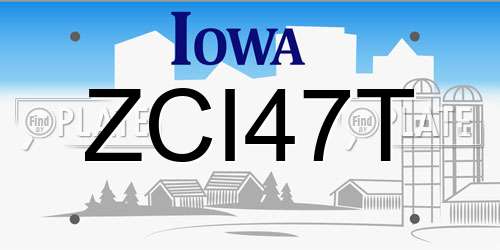 ZCI47T Iowa License Plate