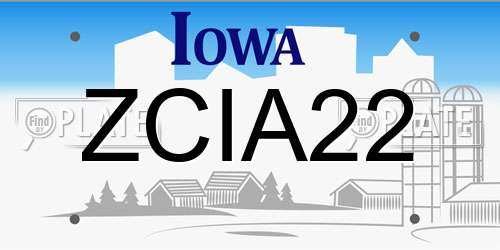 ZCIA22 Iowa License Plate