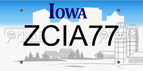 ZCIA77 Iowa License Plate