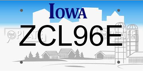 ZCL96E Iowa License Plate