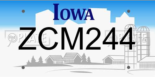 ZCM244 Iowa License Plate
