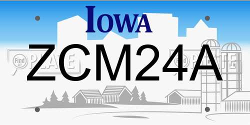 ZCM24A Iowa License Plate