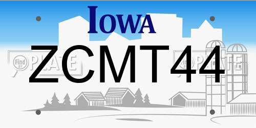 ZCMT44 Iowa License Plate