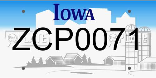 ZCP0071 Iowa License Plate