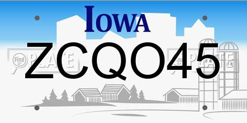 ZCQO45 Iowa License Plate