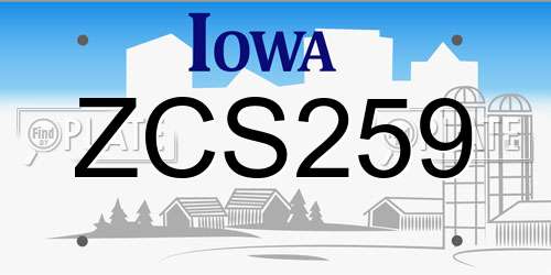 ZCS259 Iowa License Plate