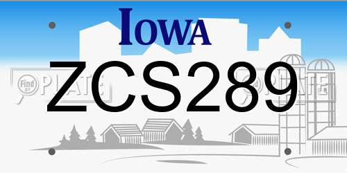 ZCS289 Iowa License Plate