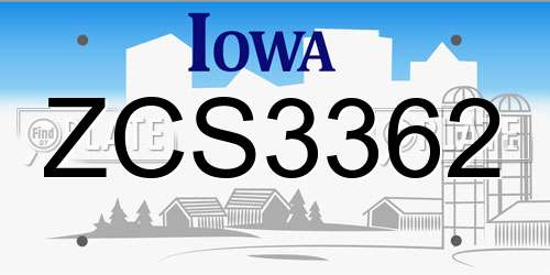 ZCS3362 Iowa License Plate