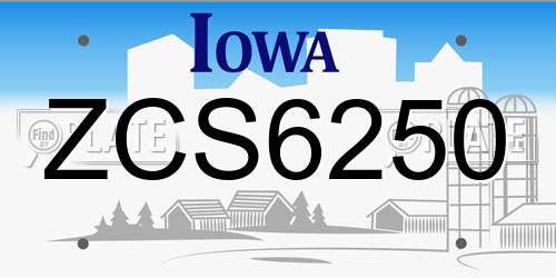 ZCS6250 Iowa License Plate