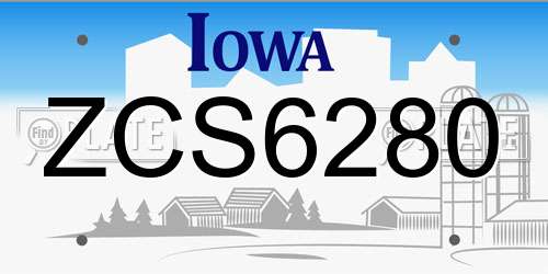 ZCS6280 Iowa License Plate