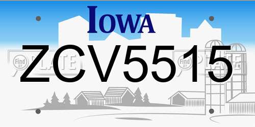 ZCV5515 Iowa License Plate