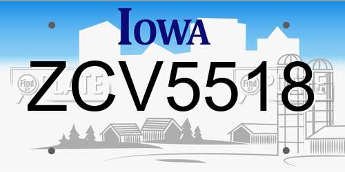 ZCV5518 Iowa License Plate