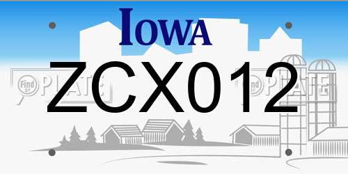ZCX012 Iowa License Plate