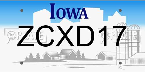 ZCXD17 Iowa License Plate