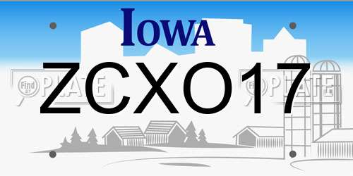 ZCXO17 Iowa License Plate
