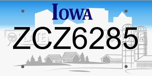 ZCZ6285 Iowa License Plate