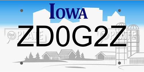 ZD0G2Z Iowa License Plate