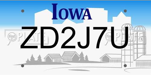 ZD2J7U Iowa License Plate