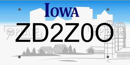 ZD2Z0O Iowa License Plate