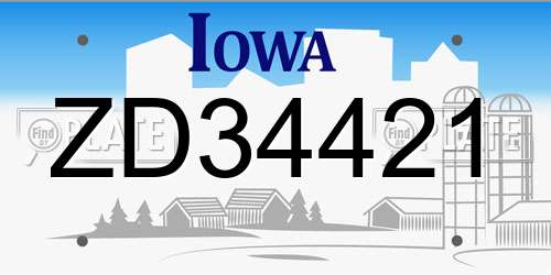 ZD34421 Iowa License Plate