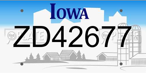 ZD42677 Iowa License Plate