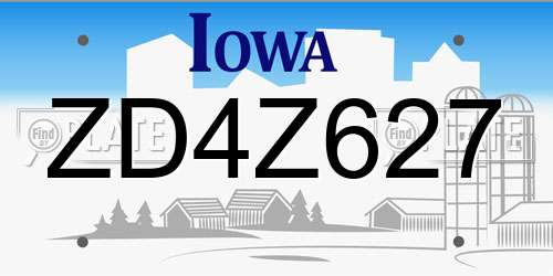 ZD4Z627 Iowa License Plate