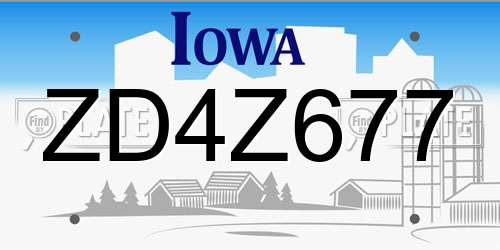 ZD4Z677 Iowa License Plate
