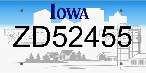 ZD52455 Iowa License Plate