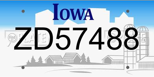 ZD57488 Iowa License Plate