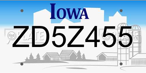 ZD5Z455 Iowa License Plate