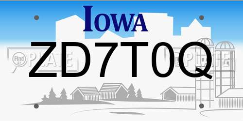 ZD7T0Q Iowa License Plate