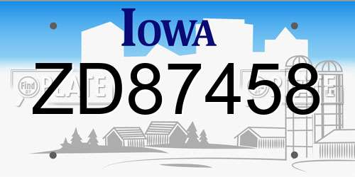 ZD87458 Iowa License Plate