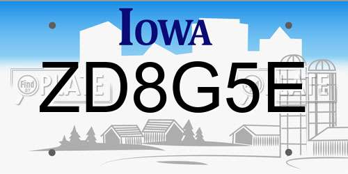 ZD8G5E Iowa License Plate