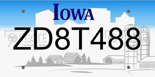 ZD8T488 Iowa License Plate