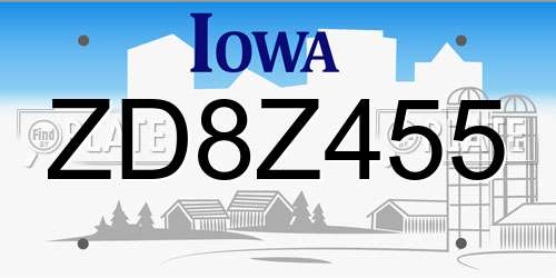 ZD8Z455 Iowa License Plate