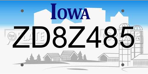ZD8Z485 Iowa License Plate