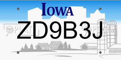 ZD9B3J Iowa License Plate