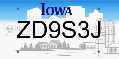 ZD9S3J Iowa License Plate