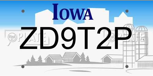 ZD9T2P Iowa License Plate