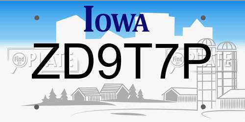 ZD9T7P Iowa License Plate