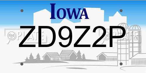 ZD9Z2P Iowa License Plate