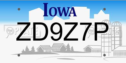 ZD9Z7P Iowa License Plate